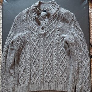 Brooks Brothers Gray Cable Knit Crewneck Sweater